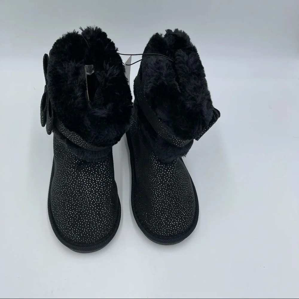 BEBE Shimmer Microsuede Faux Fur Short Boot